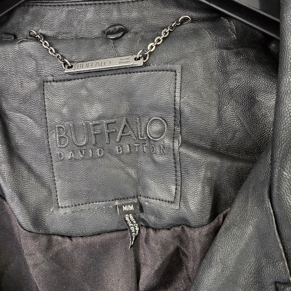 Vintage Buffalo David Bitton Vegan Faux Leather Black Moto Style Jack Medium - Picture 7 of 10